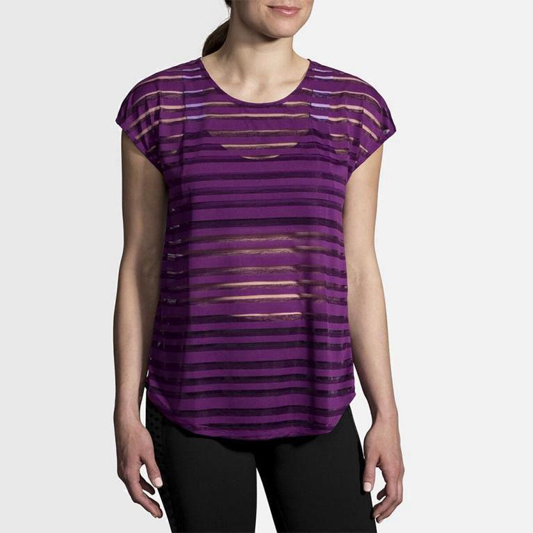 Brooks Hot - Camisetas Manga Corta Mujer - Moradas (RF4298670)